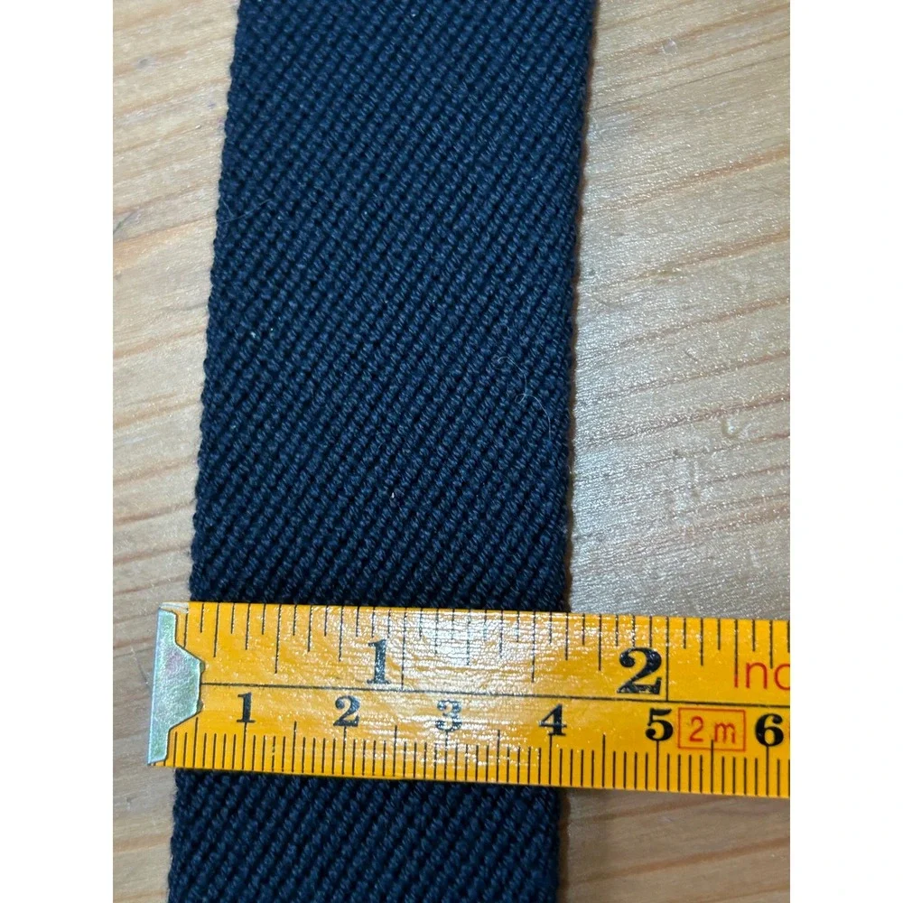 LL Bean Men Navy Blue Webbing Leather Belt Brass Buckle Sz 34 Classic Hertiage